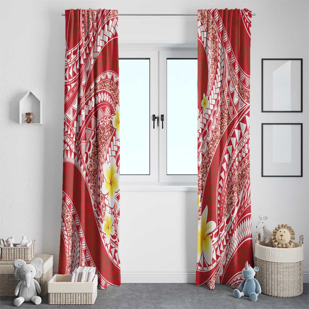 Plumeria Polynesian Coral Glitter Pattern Window Curtain LT01 - Polynesian Pride