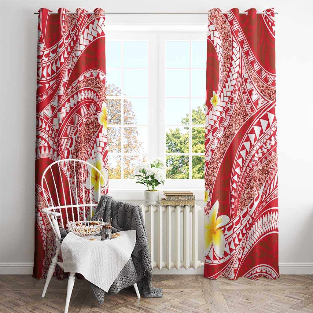 Plumeria Polynesian Coral Glitter Pattern Window Curtain LT01 - Polynesian Pride