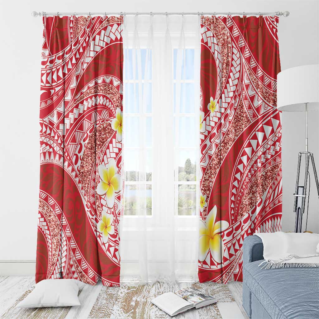 Plumeria Polynesian Coral Glitter Pattern Window Curtain LT01 - Polynesian Pride