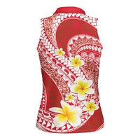 Plumeria Polynesian Coral Glitter Pattern Women Sleeveless Polo Shirt
