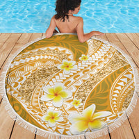 Plumeria Polynesian Gold Glitter Pattern Beach Blanket LT01 - Polynesian Pride