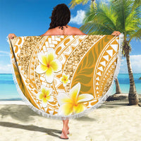 Plumeria Polynesian Gold Glitter Pattern Beach Blanket LT01 - Polynesian Pride