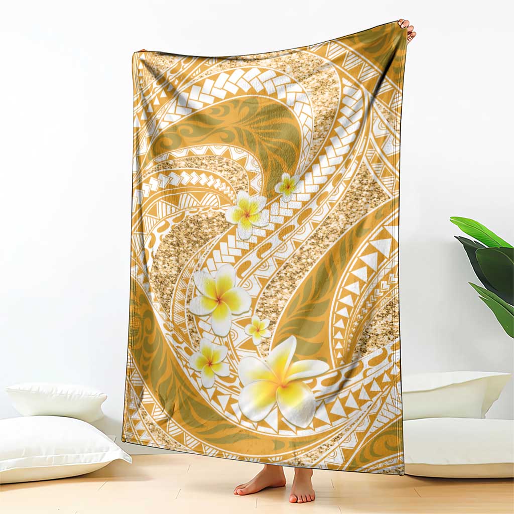Plumeria Polynesian Gold Glitter Pattern Blanket LT01 - Polynesian Pride