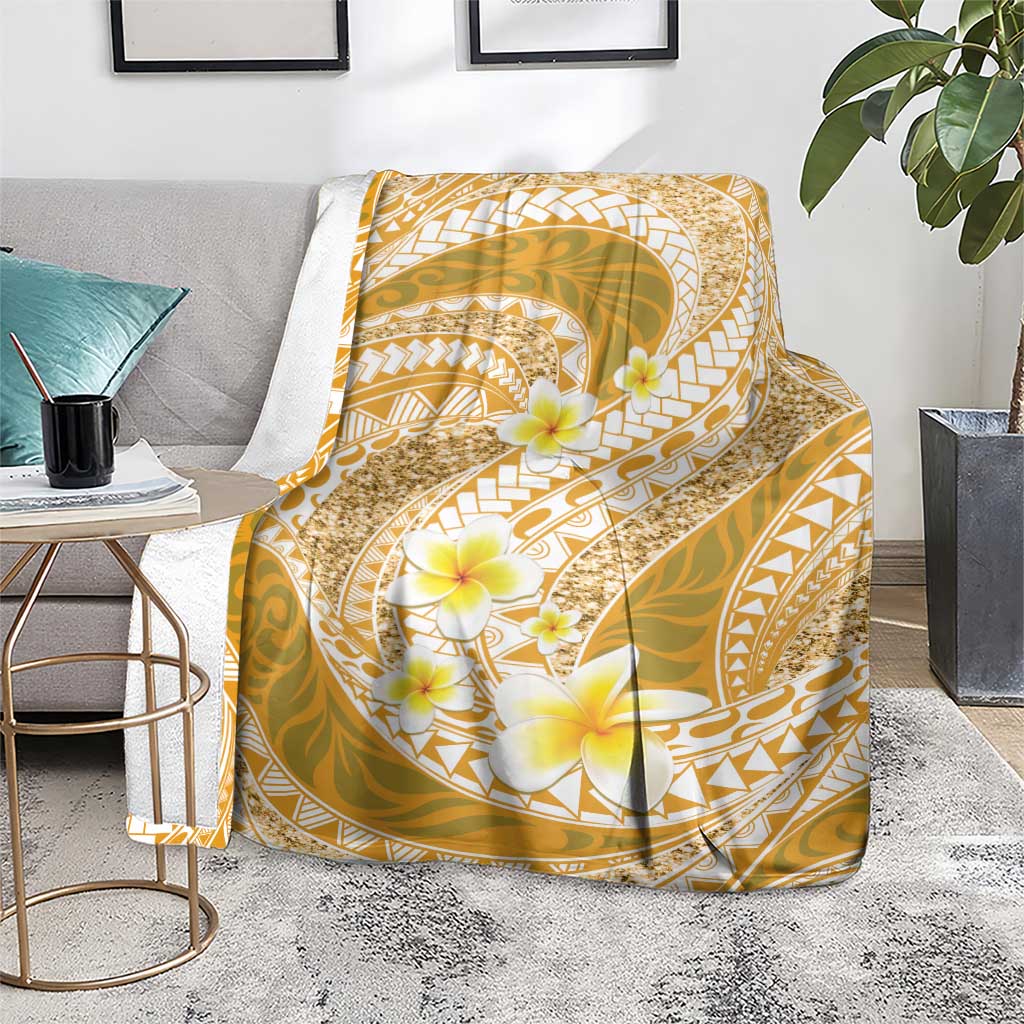 Plumeria Polynesian Gold Glitter Pattern Blanket LT01 - Polynesian Pride