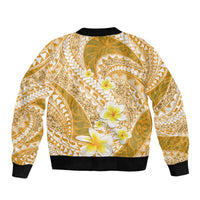 Plumeria Polynesian Gold Glitter Pattern Bomber Jacket