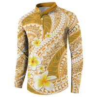 Plumeria Polynesian Gold Glitter Pattern Button Sweatshirt LT01 - Polynesian Pride