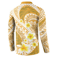 Plumeria Polynesian Gold Glitter Pattern Button Sweatshirt LT01 - Polynesian Pride