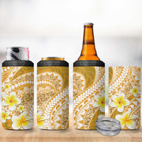 Plumeria Polynesian Gold Glitter Pattern 4 in 1 Can Cooler Tumbler LT01 - Polynesian Pride
