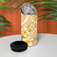 Plumeria Polynesian Gold Glitter Pattern 4 in 1 Can Cooler Tumbler LT01 - Polynesian Pride
