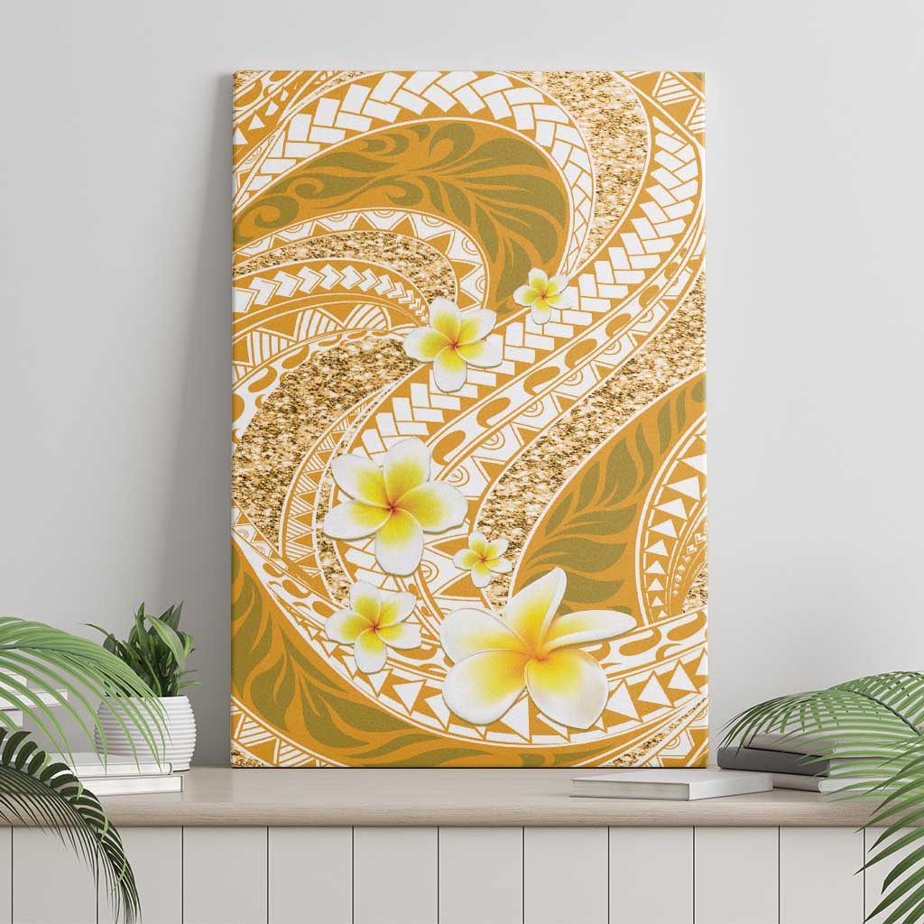 Plumeria Polynesian Gold Glitter Pattern Canvas Wall Art LT01 - Polynesian Pride