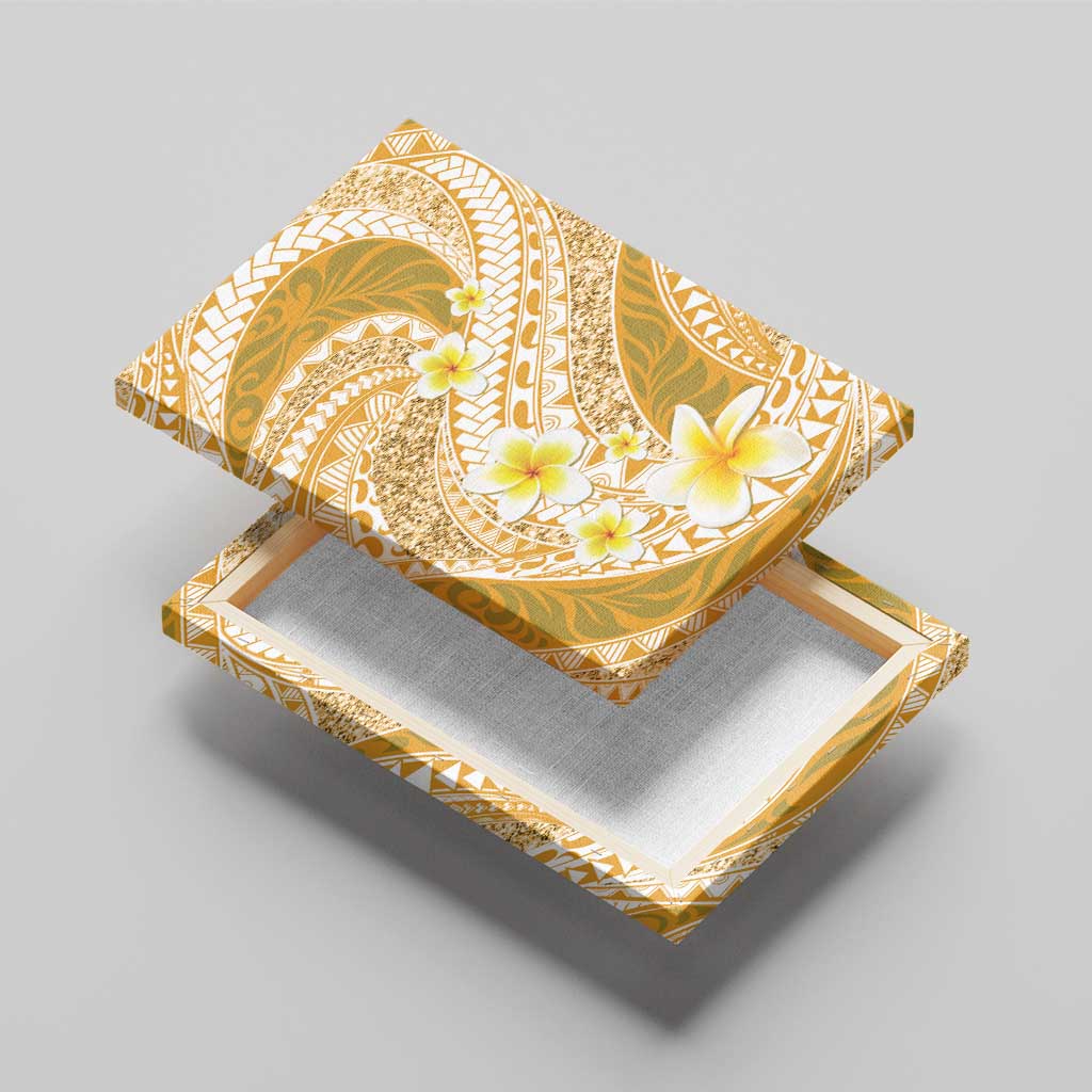 Plumeria Polynesian Gold Glitter Pattern Canvas Wall Art LT01 - Polynesian Pride