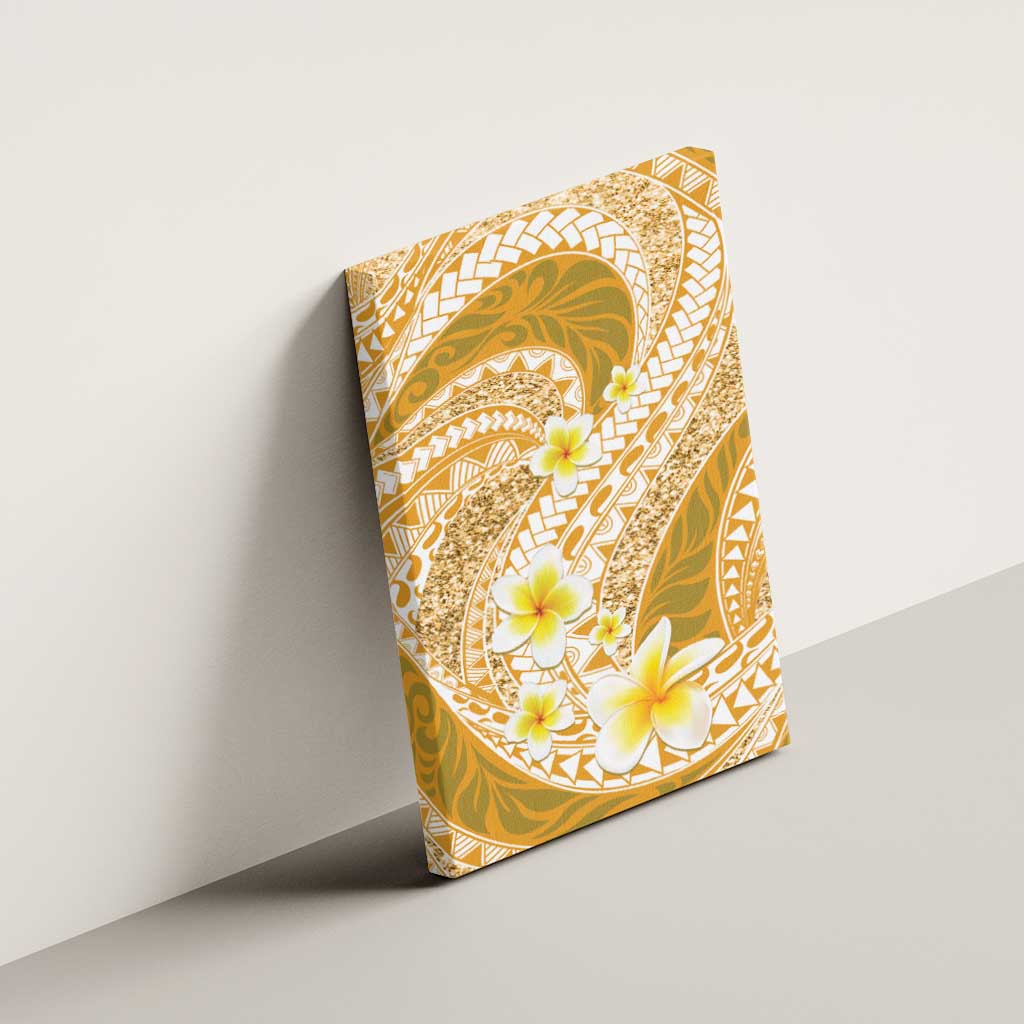 Plumeria Polynesian Gold Glitter Pattern Canvas Wall Art LT01 - Polynesian Pride