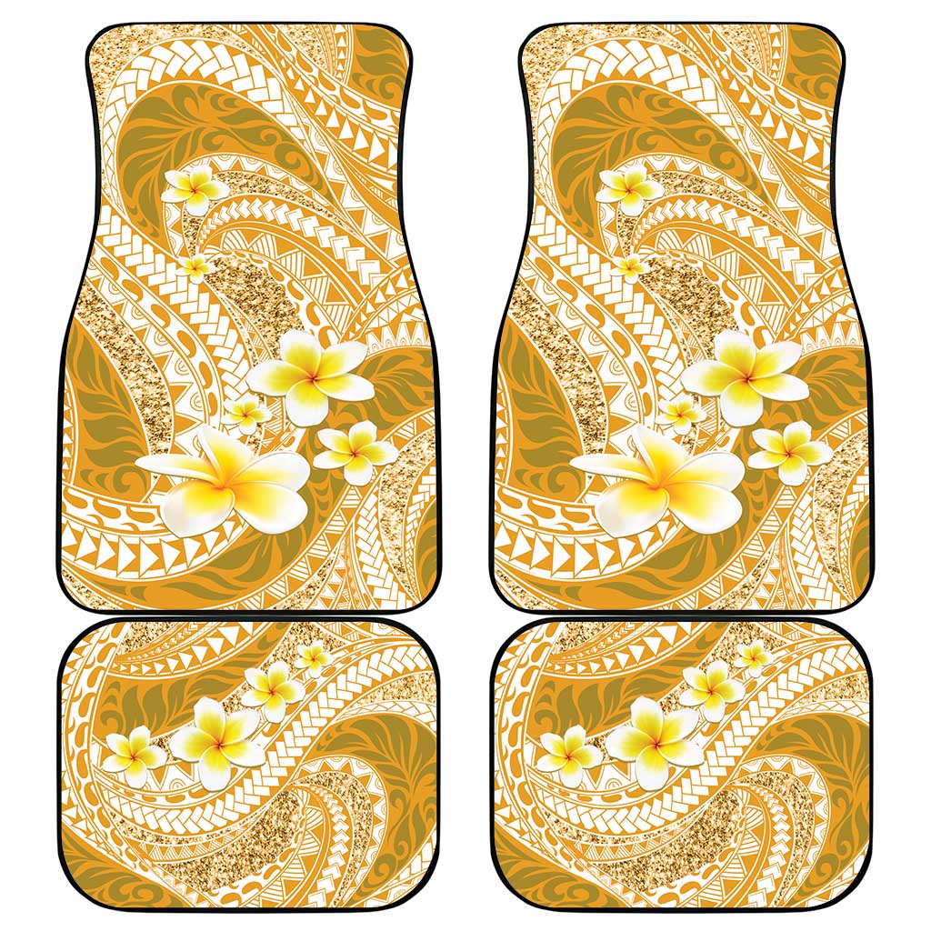 Plumeria Polynesian Gold Glitter Pattern Car Mats LT01 - Polynesian Pride