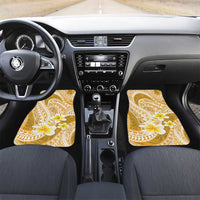 Plumeria Polynesian Gold Glitter Pattern Car Mats LT01 Set 2pcs - Front Gold - Polynesian Pride