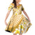 Plumeria Polynesian Gold Glitter Pattern Family Matching Off Shoulder Short Dress and Hawaiian Shirt