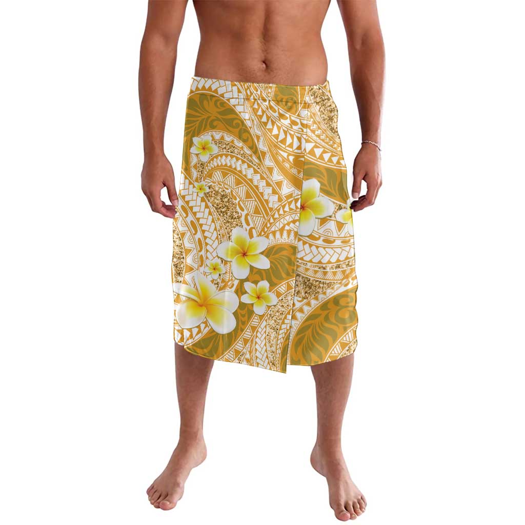 Plumeria Polynesian Gold Glitter Pattern Lavalava