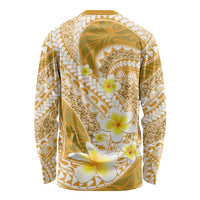 Plumeria Polynesian Gold Glitter Pattern Long Sleeve Shirt LT01 - Polynesian Pride