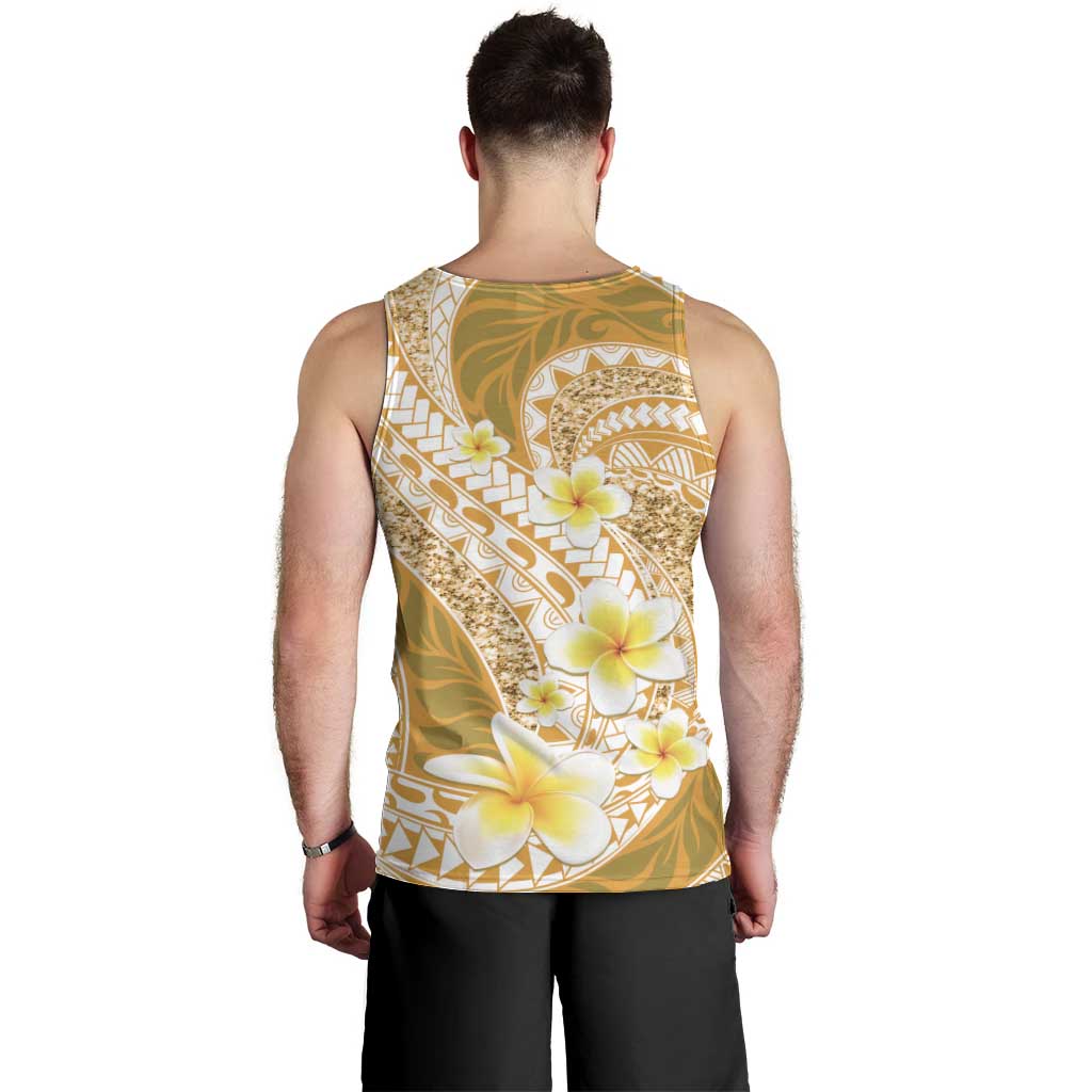 Plumeria Polynesian Gold Glitter Pattern Men Tank Top LT01 - Polynesian Pride