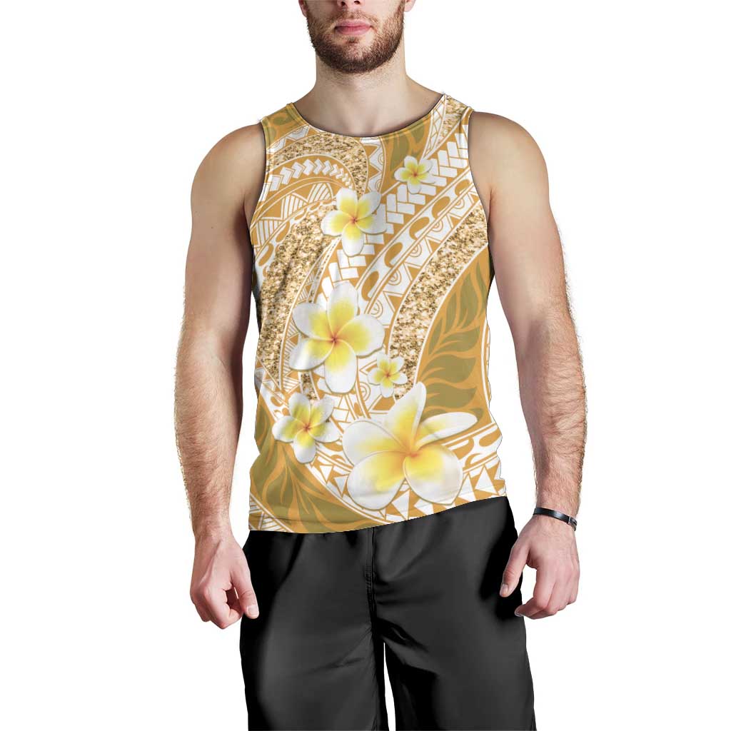 Plumeria Polynesian Gold Glitter Pattern Men Tank Top LT01 - Polynesian Pride