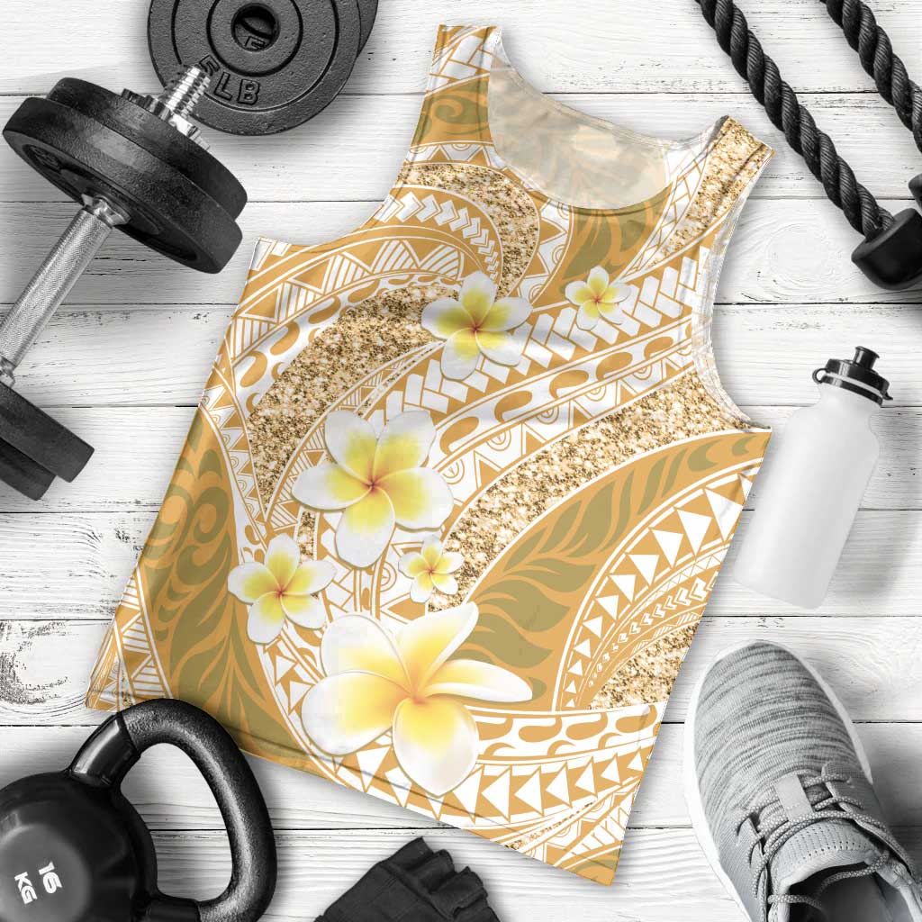 Plumeria Polynesian Gold Glitter Pattern Men Tank Top LT01 - Polynesian Pride