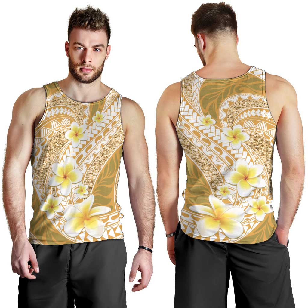 Plumeria Polynesian Gold Glitter Pattern Men Tank Top LT01 - Polynesian Pride