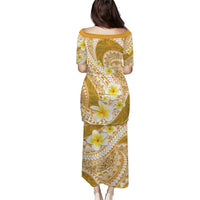 Plumeria Polynesian Gold Glitter Pattern Puletasi LT01 - Polynesian Pride
