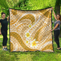 Plumeria Polynesian Gold Glitter Pattern Quilt