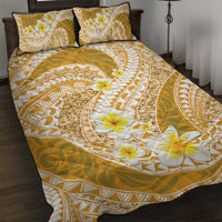 Plumeria Polynesian Gold Glitter Pattern Quilt Bed Set LT01 Gold - Polynesian Pride