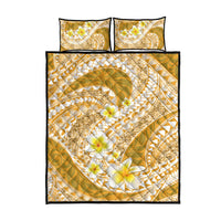 Plumeria Polynesian Gold Glitter Pattern Quilt Bed Set LT01 - Polynesian Pride