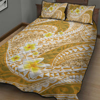 Plumeria Polynesian Gold Glitter Pattern Quilt Bed Set LT01 - Polynesian Pride