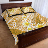 Plumeria Polynesian Gold Glitter Pattern Quilt Bed Set LT01 - Polynesian Pride