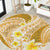 Plumeria Polynesian Gold Glitter Pattern Round Carpet