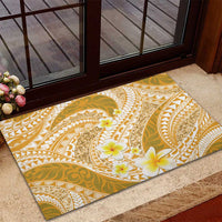Plumeria Polynesian Gold Glitter Pattern Rubber Doormat LT01 - Polynesian Pride