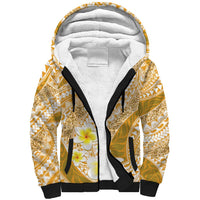 Plumeria Polynesian Gold Glitter Pattern Sherpa Hoodie LT01 Unisex Gold - Polynesian Pride