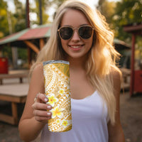 Plumeria Polynesian Gold Glitter Pattern Skinny Tumbler