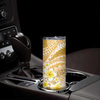 Plumeria Polynesian Gold Glitter Pattern Skinny Tumbler
