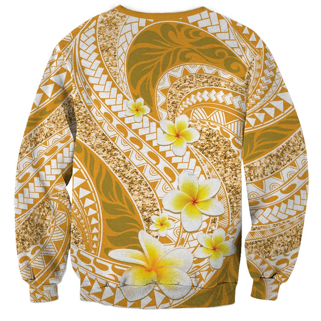 Plumeria Polynesian Gold Glitter Pattern Sweatshirt LT01 - Polynesian Pride