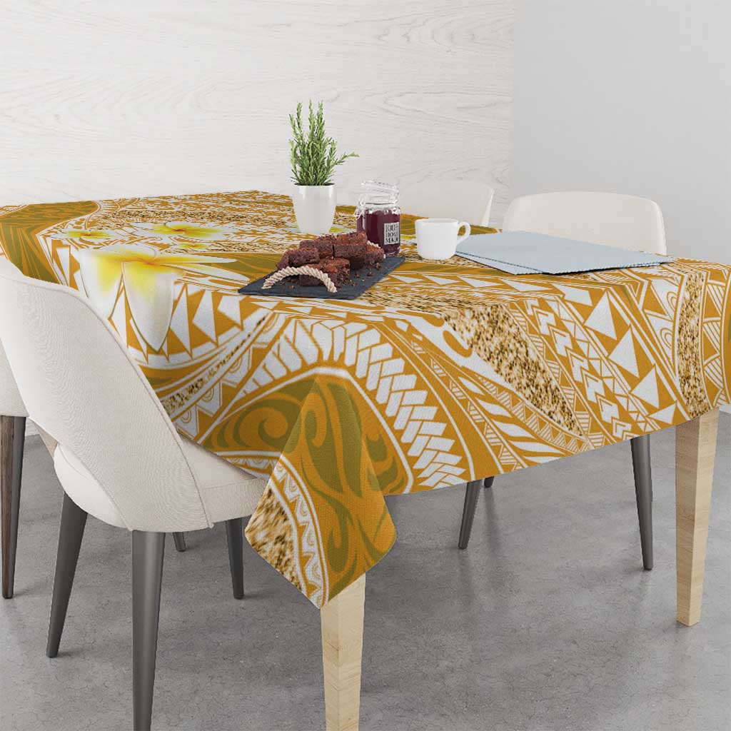 Plumeria Polynesian Gold Glitter Pattern Tablecloth LT01 - Polynesian Pride