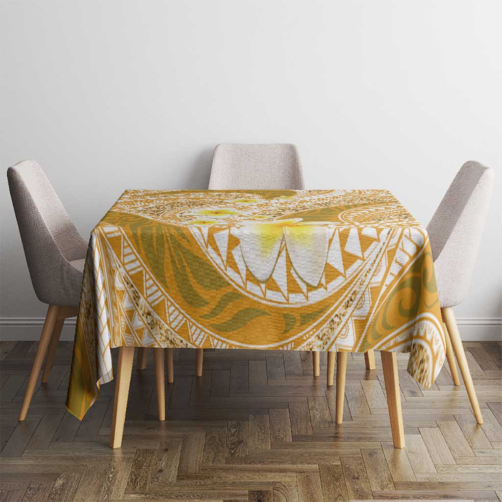Plumeria Polynesian Gold Glitter Pattern Tablecloth LT01 - Polynesian Pride