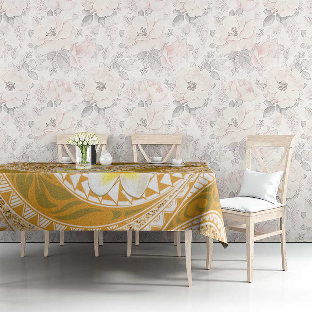 Plumeria Polynesian Gold Glitter Pattern Tablecloth LT01 - Polynesian Pride