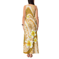 Plumeria Polynesian Gold Glitter Pattern Tank Maxi Dress LT01 - Polynesian Pride