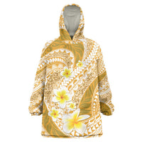 Plumeria Polynesian Gold Glitter Pattern Wearable Blanket Hoodie LT01 One Size Gold - Polynesian Pride