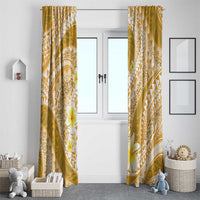 Plumeria Polynesian Gold Glitter Pattern Window Curtain LT01 - Polynesian Pride