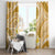 Plumeria Polynesian Gold Glitter Pattern Window Curtain