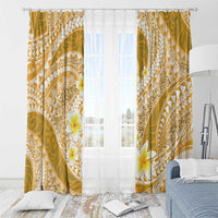 Plumeria Polynesian Gold Glitter Pattern Window Curtain LT01 - Polynesian Pride