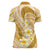 Plumeria Polynesian Gold Glitter Pattern Women Polo Shirt