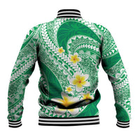 Plumeria Polynesian Green Glitter Pattern Baseball Jacket LT01 - Polynesian Pride