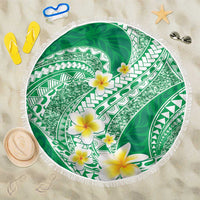 Plumeria Polynesian Green Glitter Pattern Beach Blanket LT01 One Size 150cm Green - Polynesian Pride