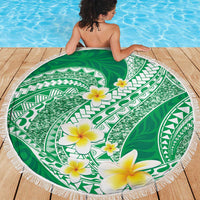 Plumeria Polynesian Green Glitter Pattern Beach Blanket LT01 - Polynesian Pride