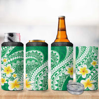 Plumeria Polynesian Green Glitter Pattern 4 in 1 Can Cooler Tumbler LT01 - Polynesian Pride